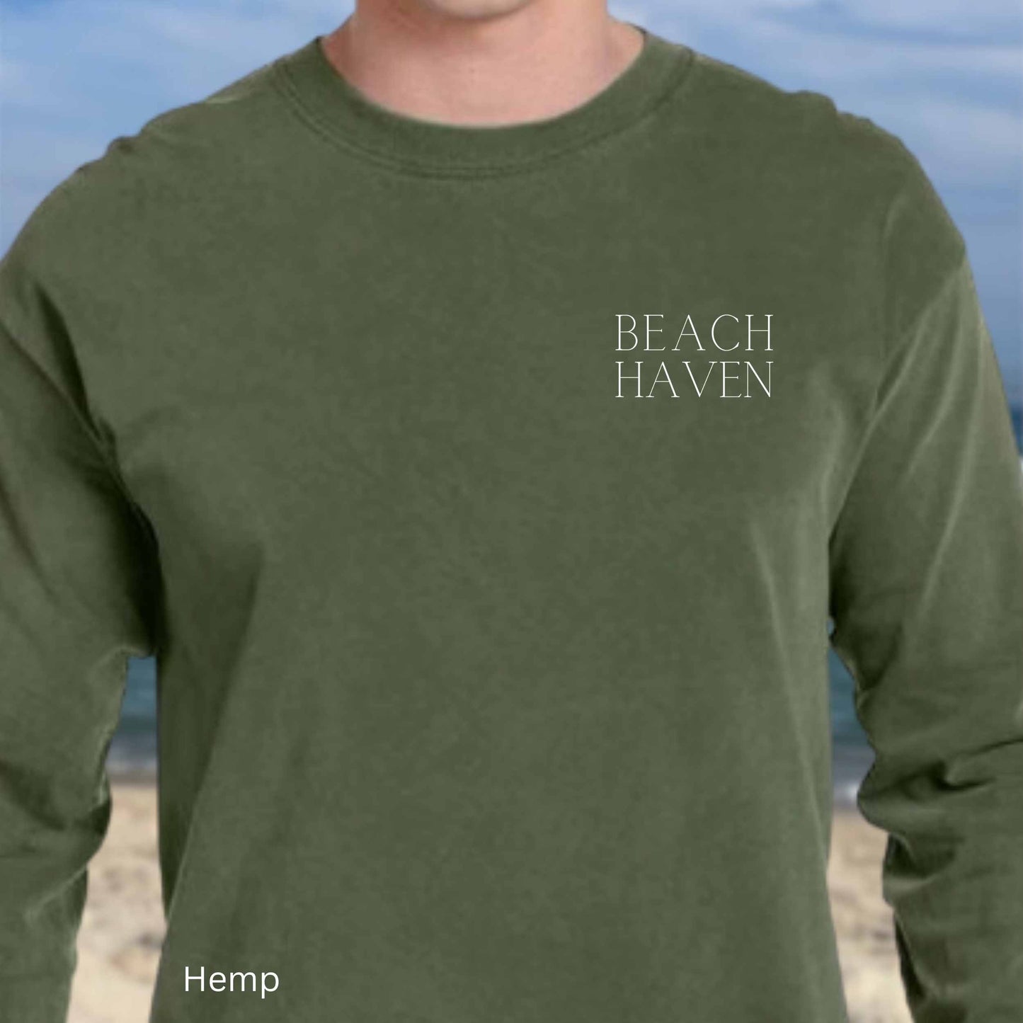 Waves Comfort Colors Long Sleeve Tee, Beach Haven