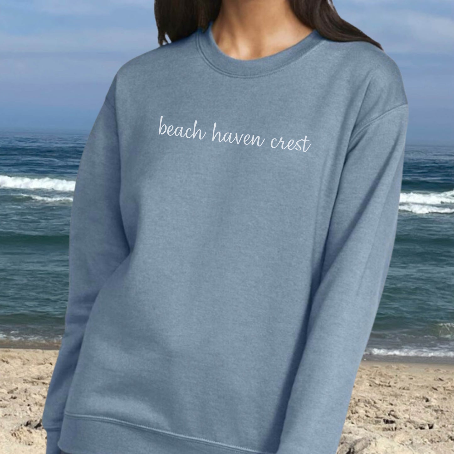 Breezy Days Crewneck Sweatshirt, Beach Haven Crest