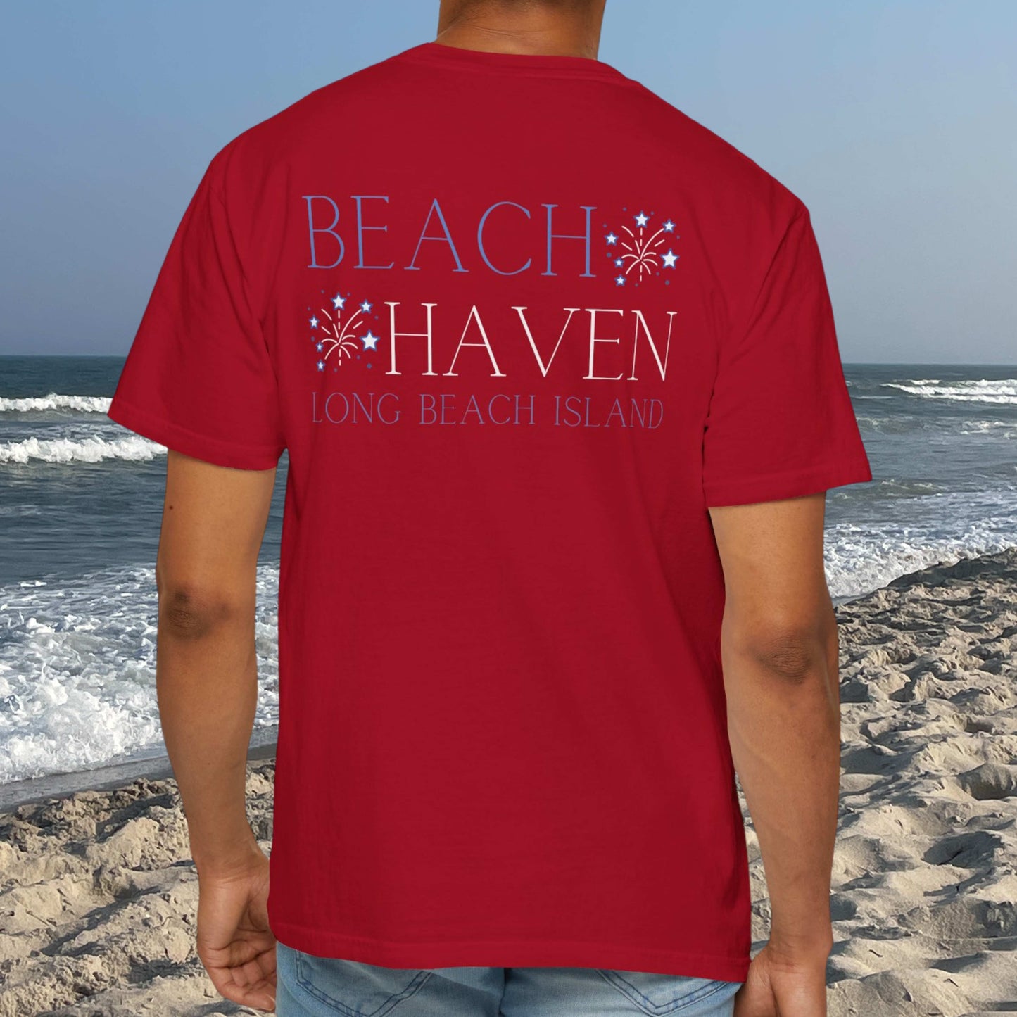 Patriotic Comfort Colors tee, Beach Haven