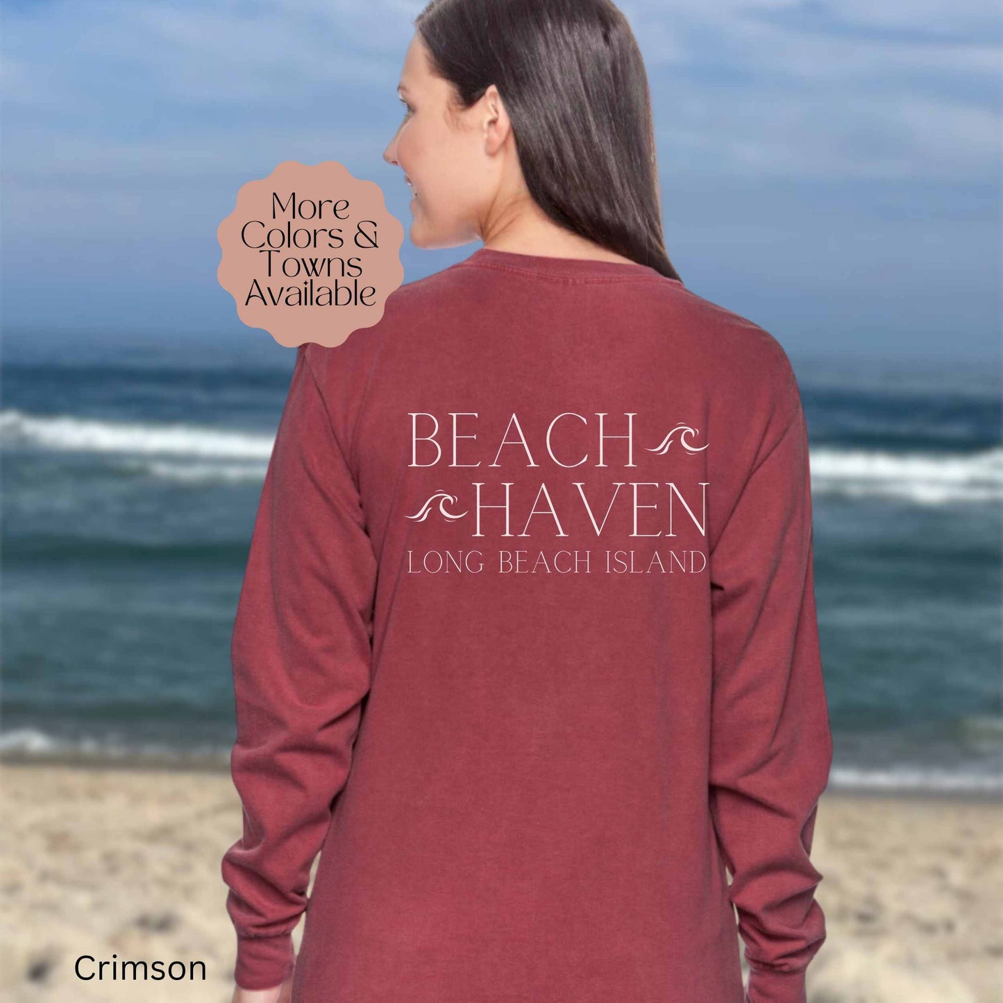 Waves Comfort Colors Long Sleeve Tee, Beach Haven