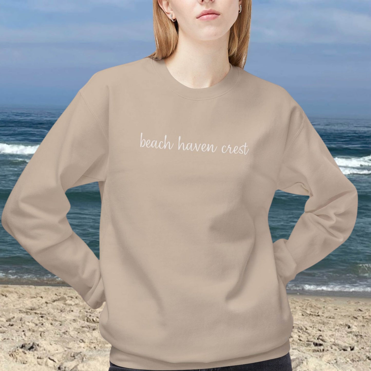 Breezy Days Crewneck Sweatshirt, Beach Haven Crest