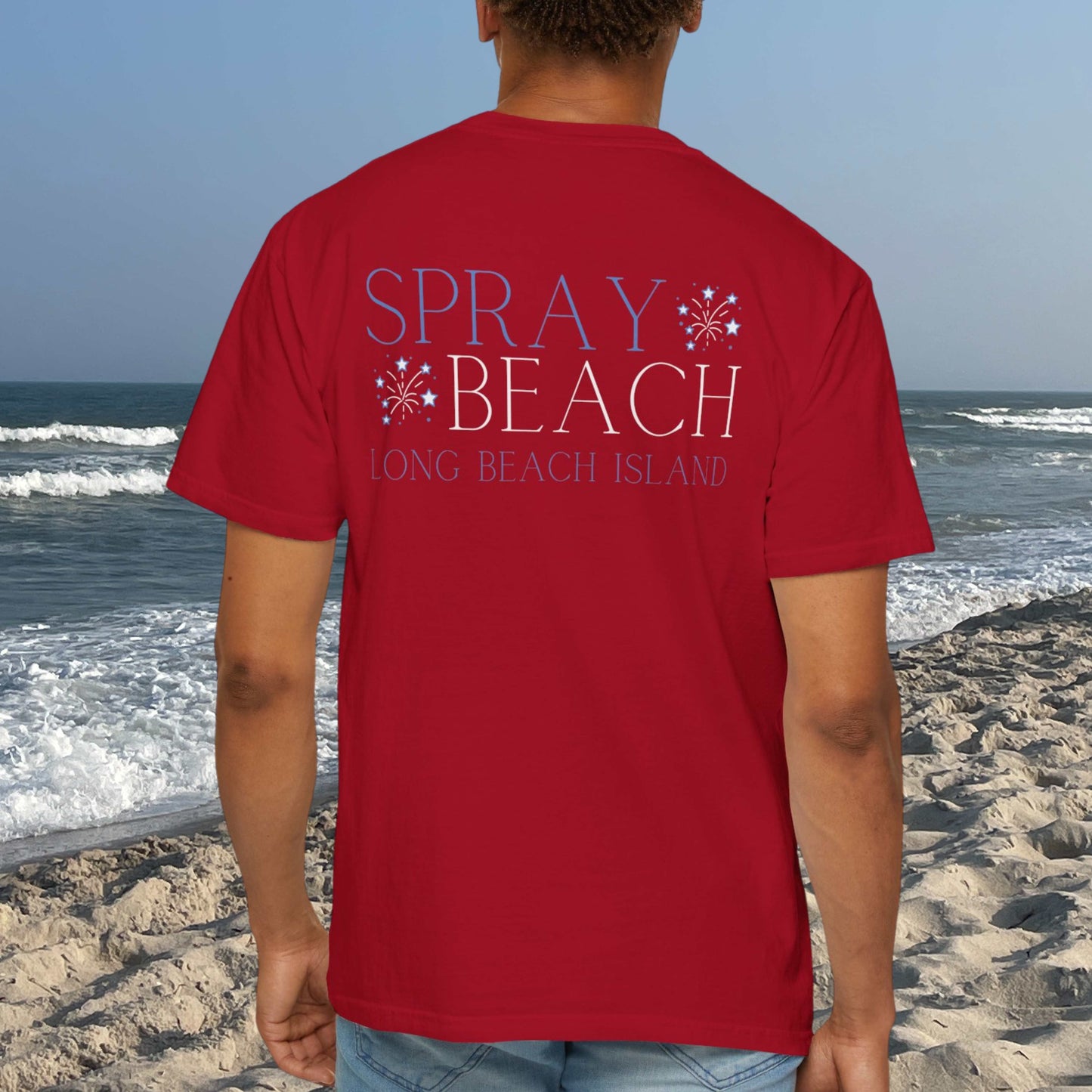 Patriotic Comfort Colors tee, Spray Beach