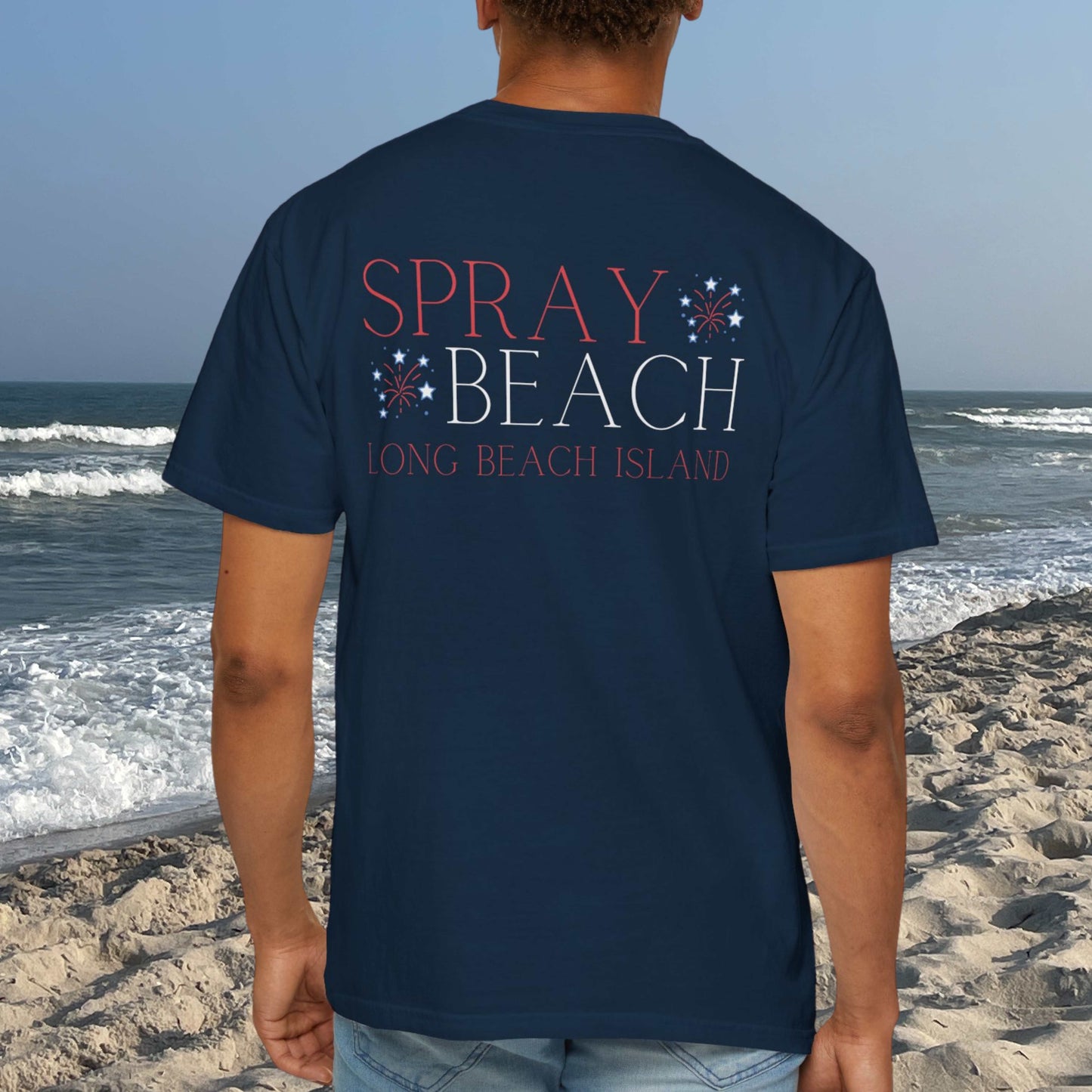 Patriotic Comfort Colors tee, Spray Beach