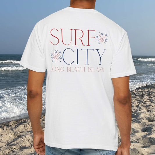 Patriotic Comfort Colors tee, Surf City