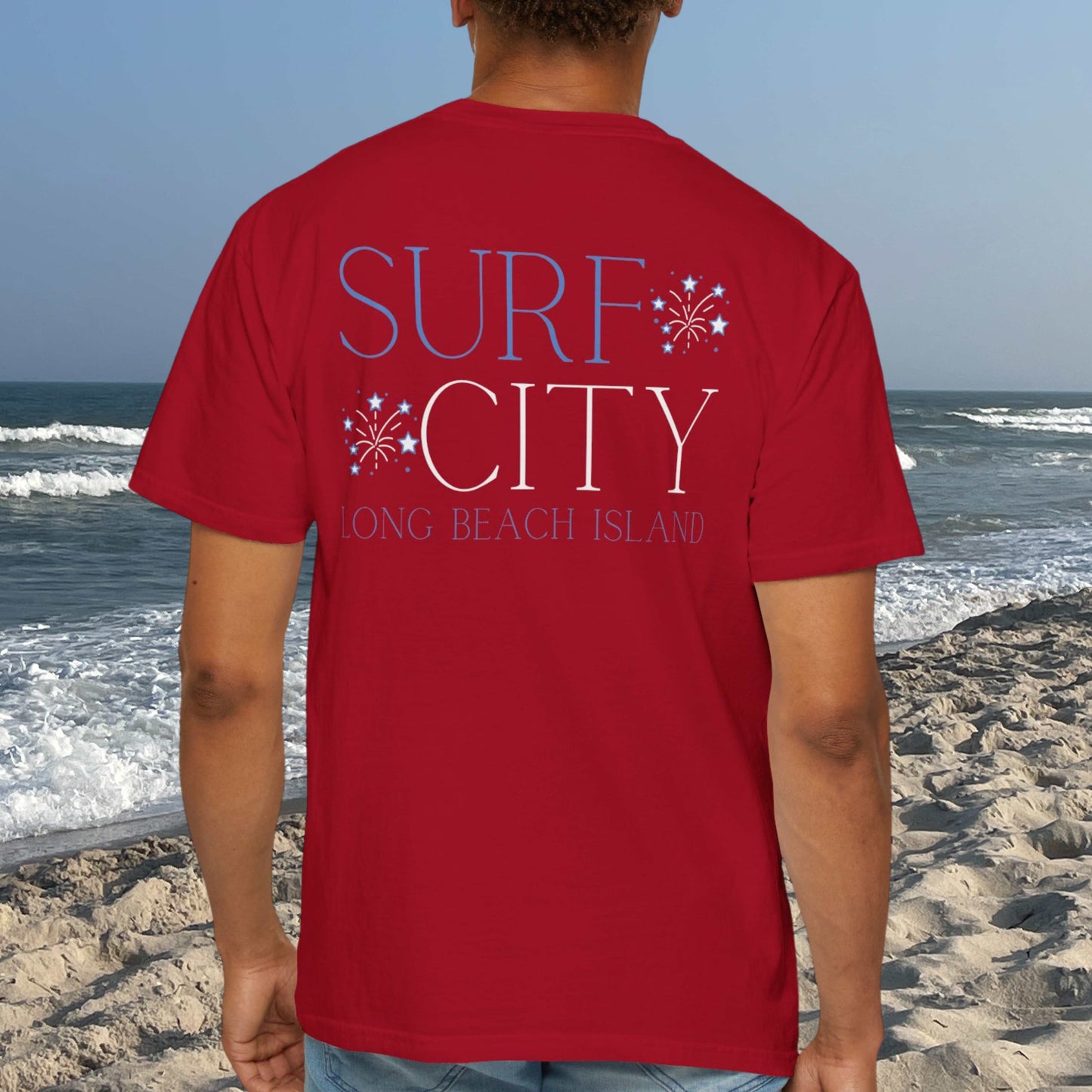 Patriotic Comfort Colors tee, Surf City