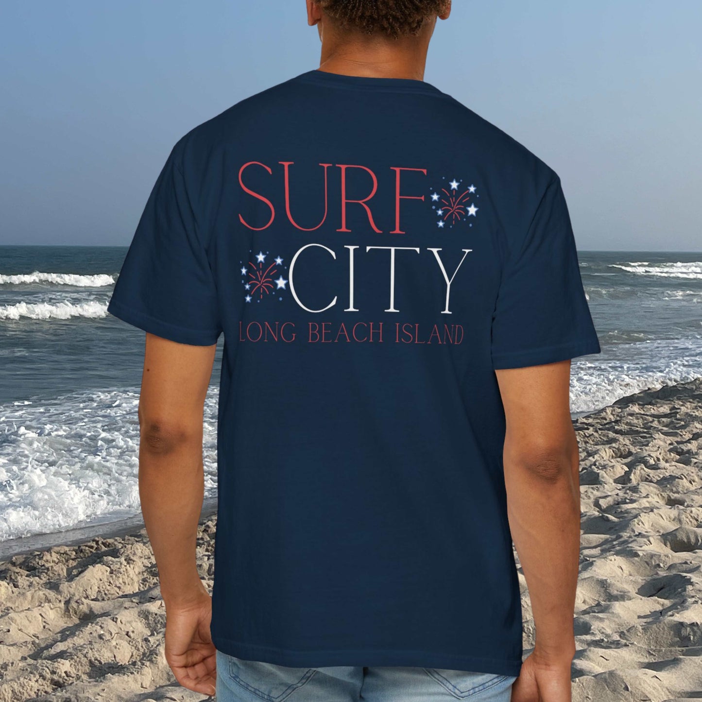 Patriotic Comfort Colors tee, Surf City