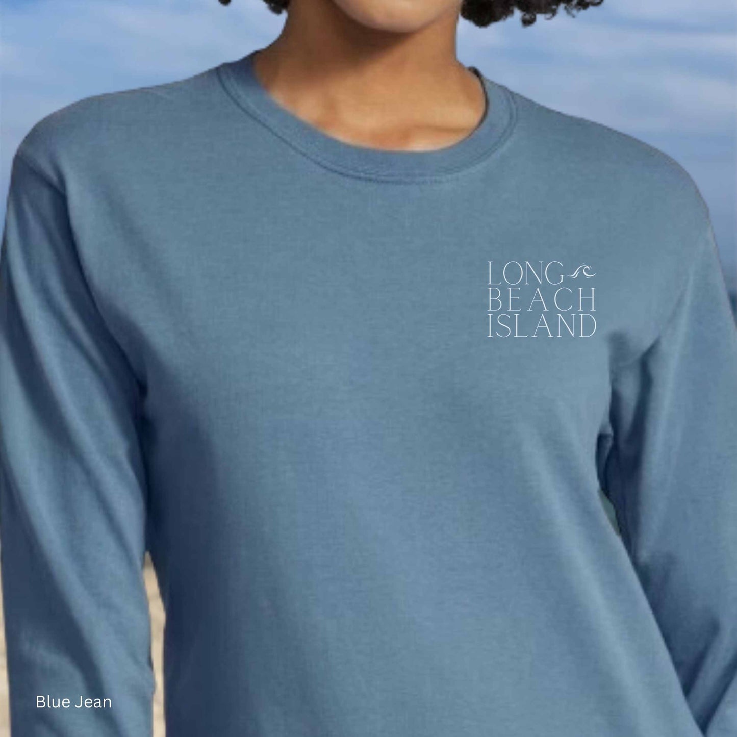 Waves Comfort Colors Long Sleeve Tee, Long Beach Island