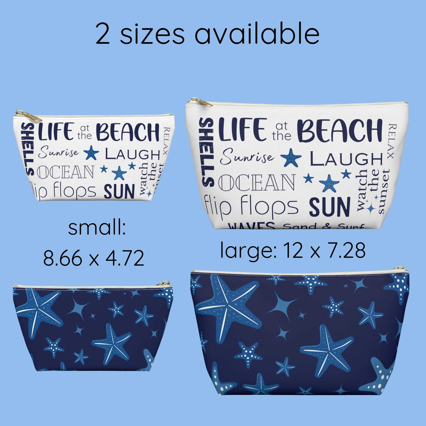 Beach themed accessory pouch, travel bag, makeup, catch all