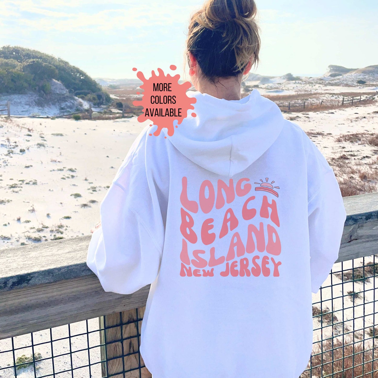 Coral wave Hoodie, Long Beach Island