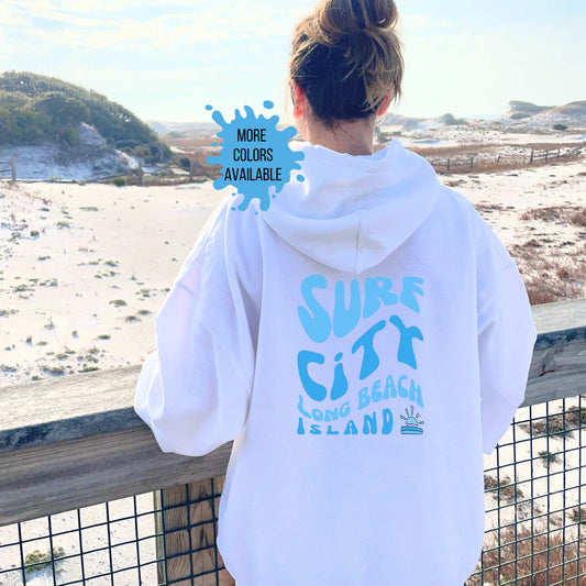 Blue wave Hoodie, Surf City