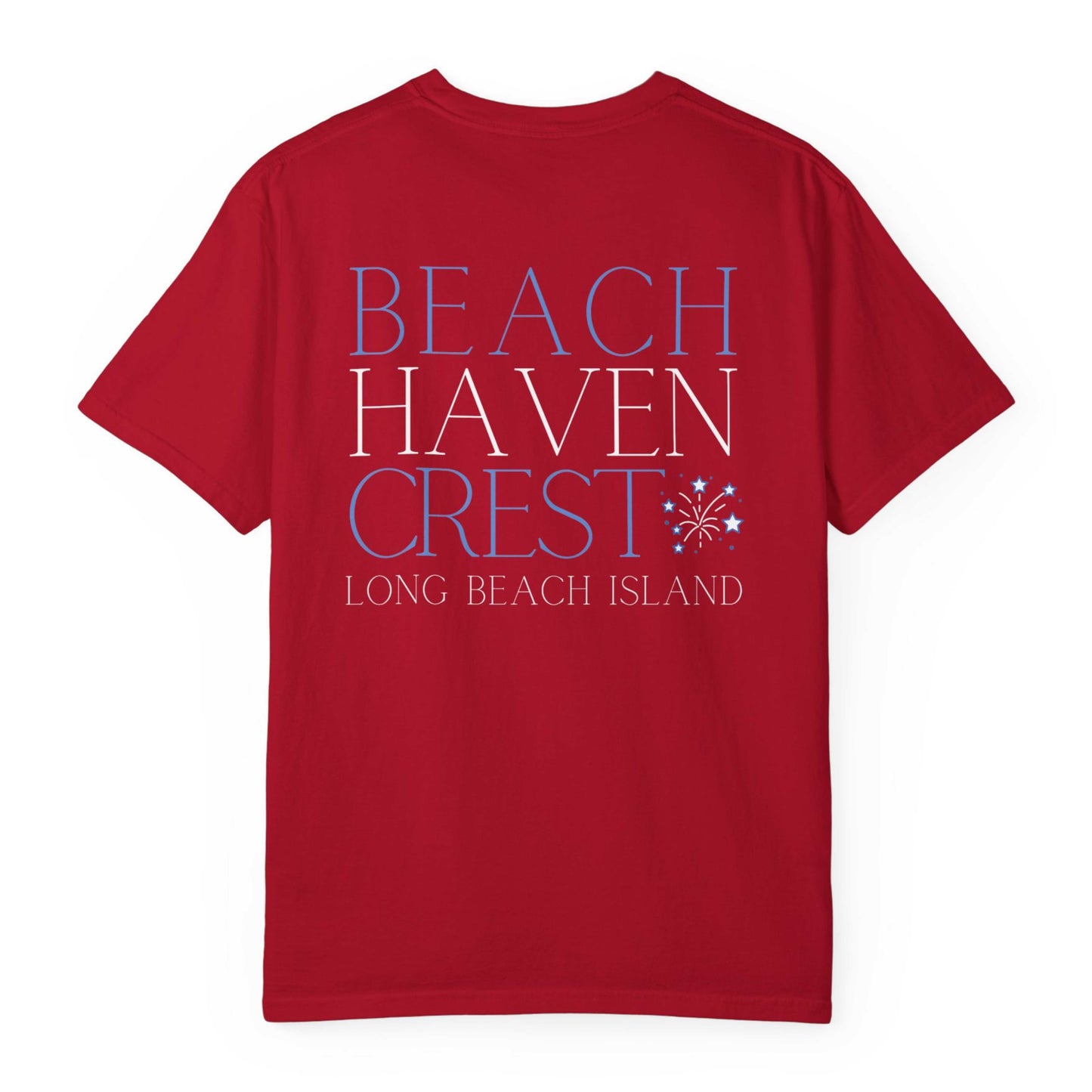 Patriotic Comfort Colors tee, Beach Haven Crest