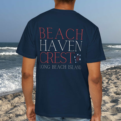 Patriotic Comfort Colors tee, Beach Haven Crest