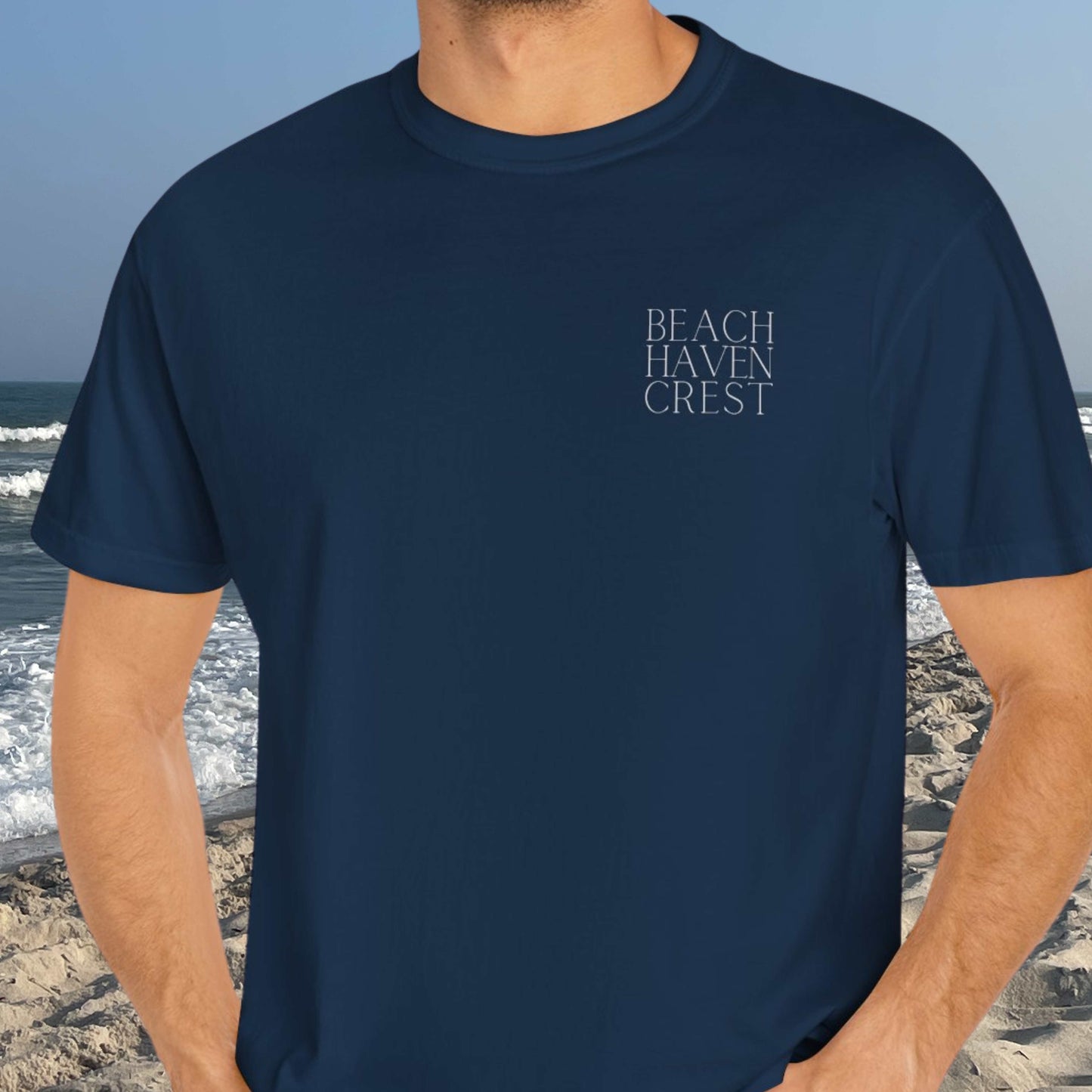 Patriotic Comfort Colors tee, Beach Haven Crest