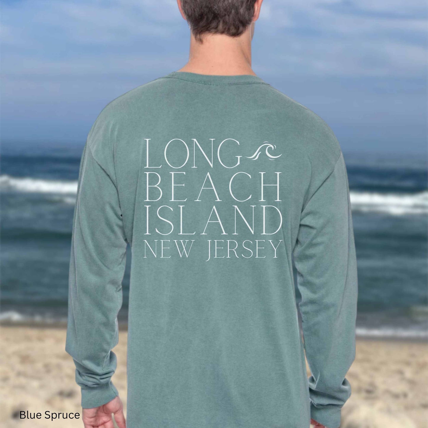 Waves Comfort Colors Long Sleeve Tee, Long Beach Island