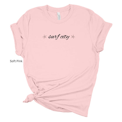 Surf City script w starfish shirt