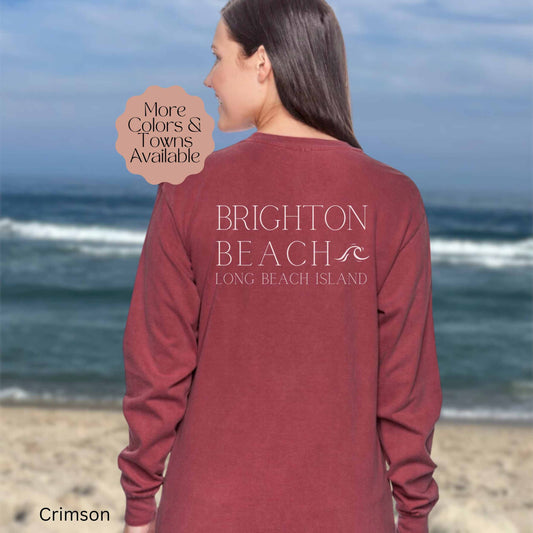 Waves Comfort Colors Long Sleeve Tee, Brighton Beach