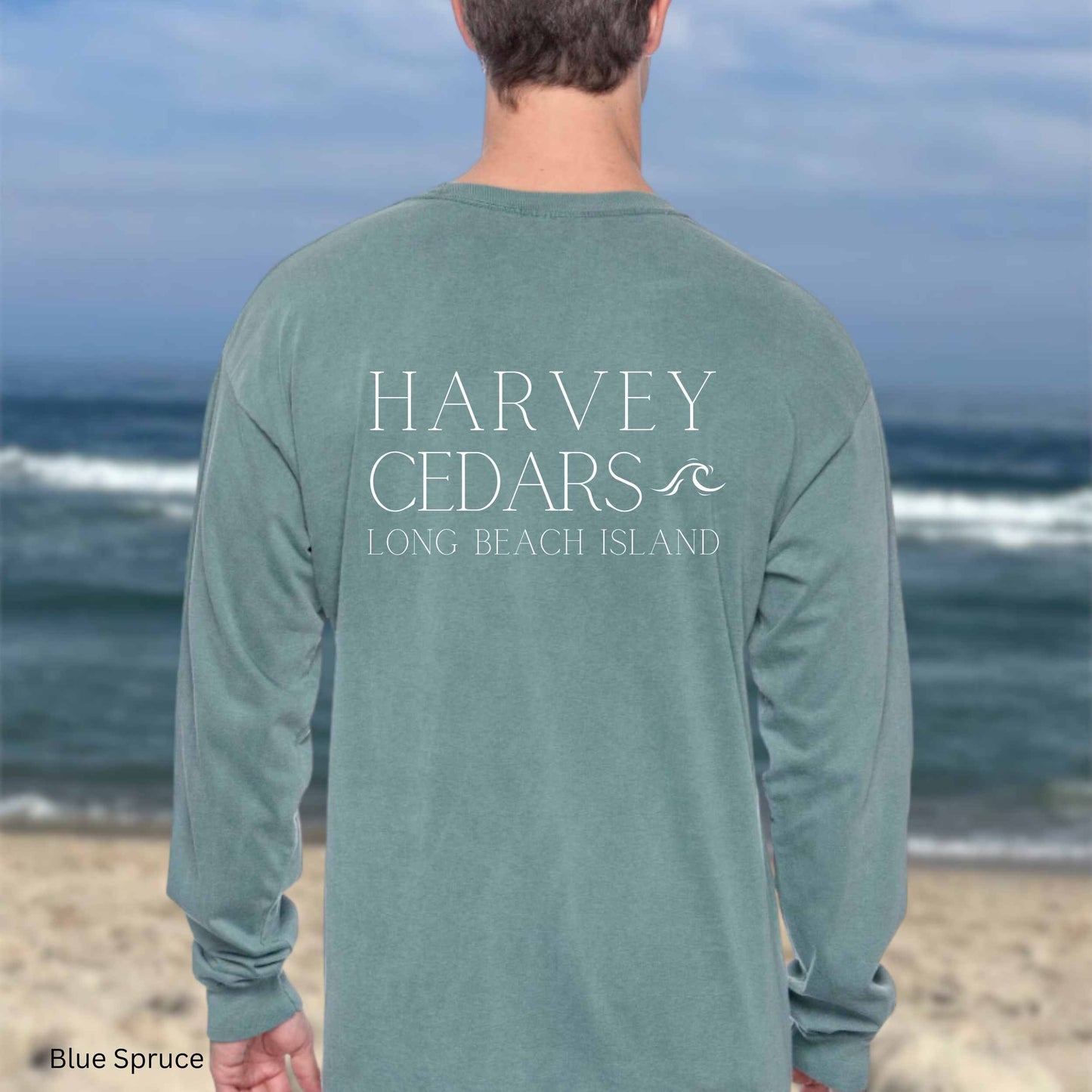 Waves Comfort Colors Long Sleeve Tee, Harvey Cedars