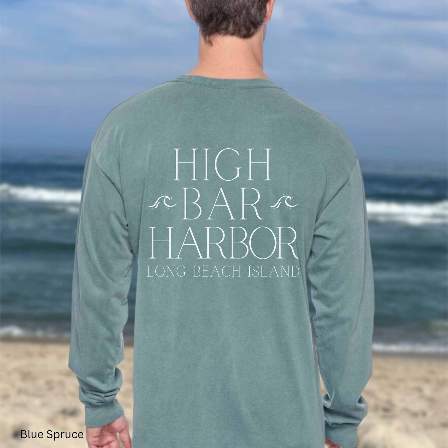 Waves Comfort Colors Long Sleeve Tee, High Bar Harbor