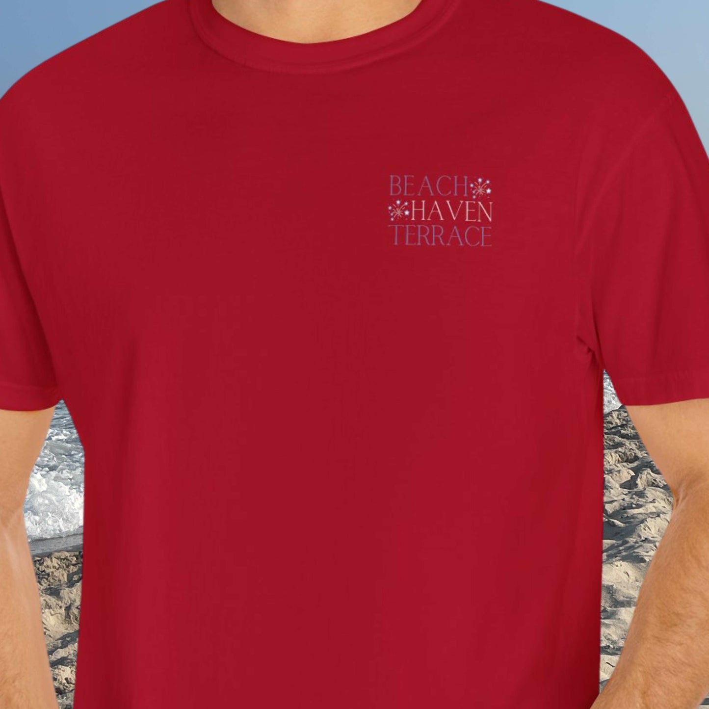 Patriotic Comfort Colors tee, Beach Haven Terrace