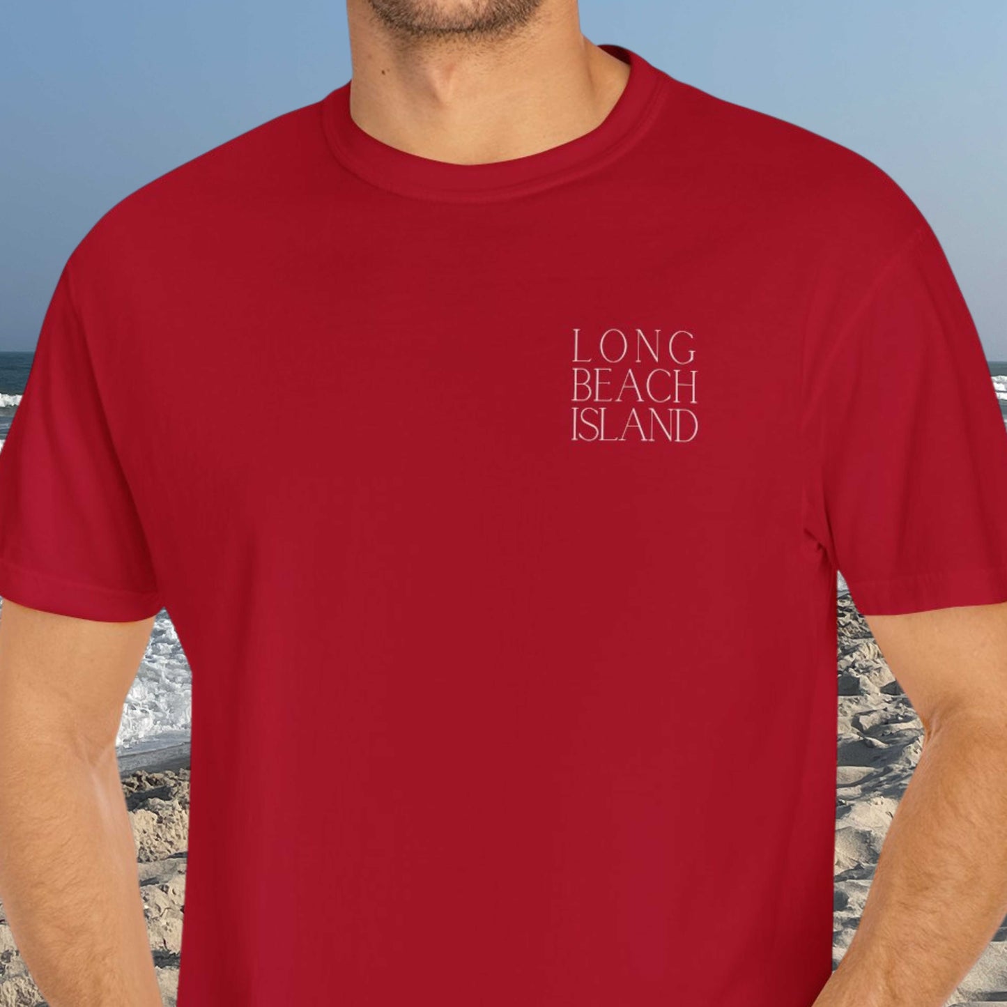 Patriotic Comfort Colors tee, Long Beach Island