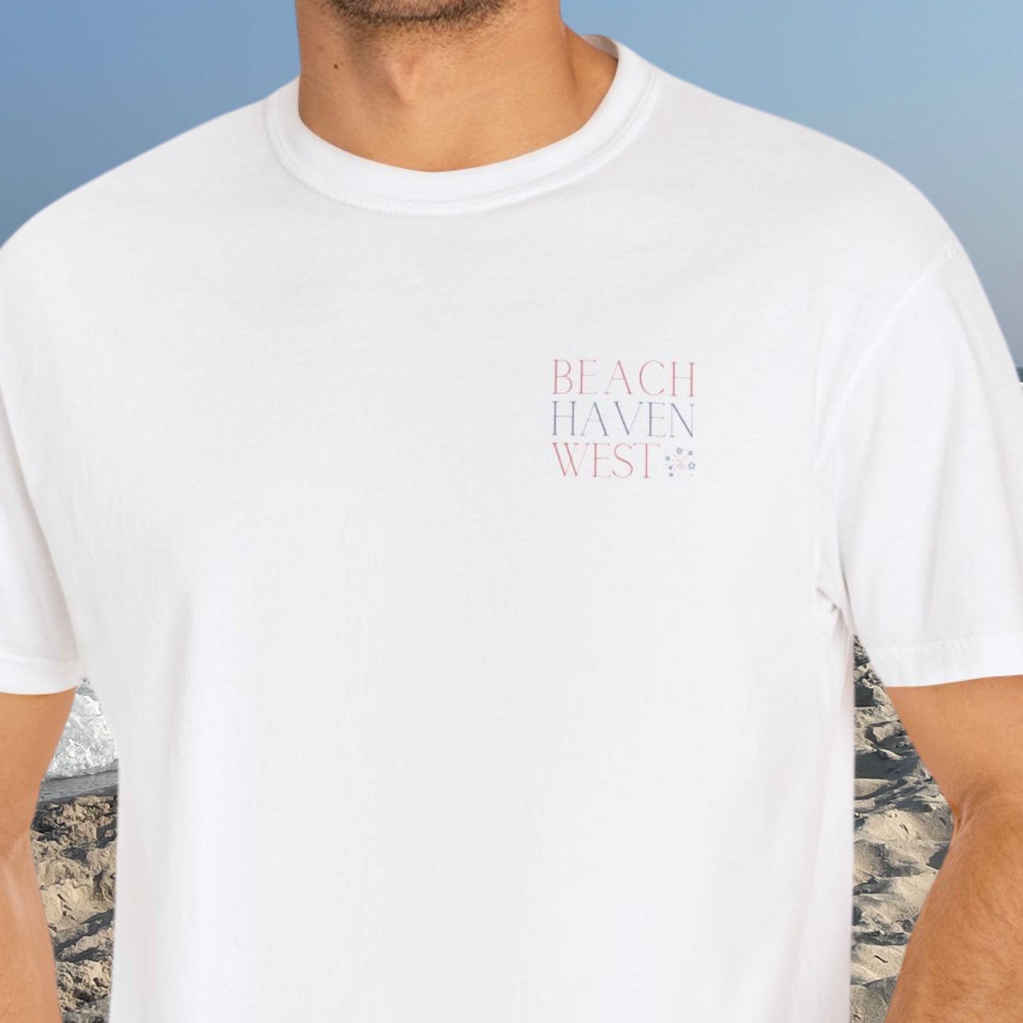 Patriotic Comfort Colors tee, Beach Haven West