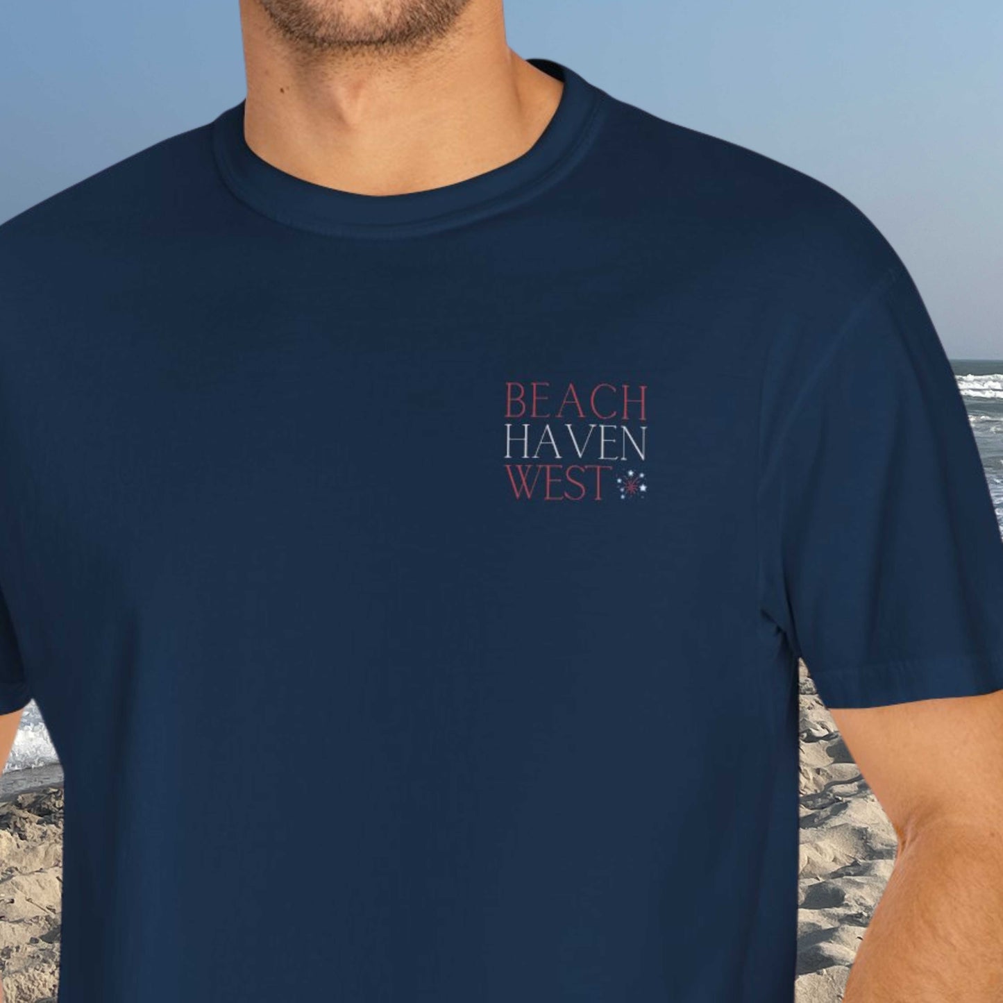 Patriotic Comfort Colors tee, Beach Haven West