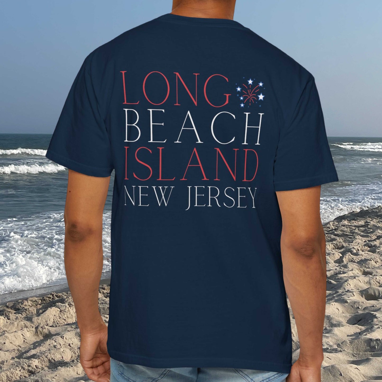 Patriotic Comfort Colors tee, Long Beach Island