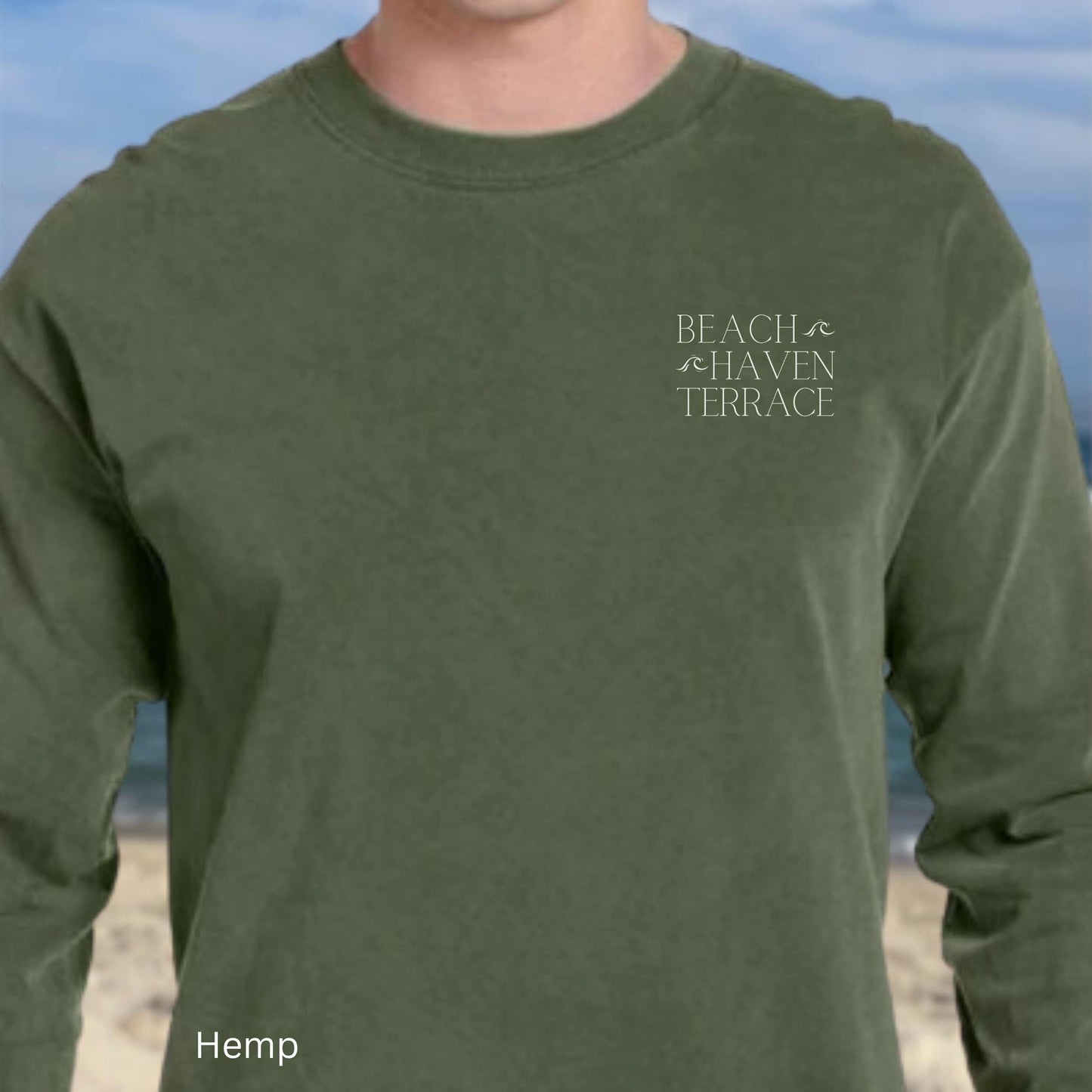 Waves Comfort Colors Long Sleeve Tee, Beach Haven Terrace