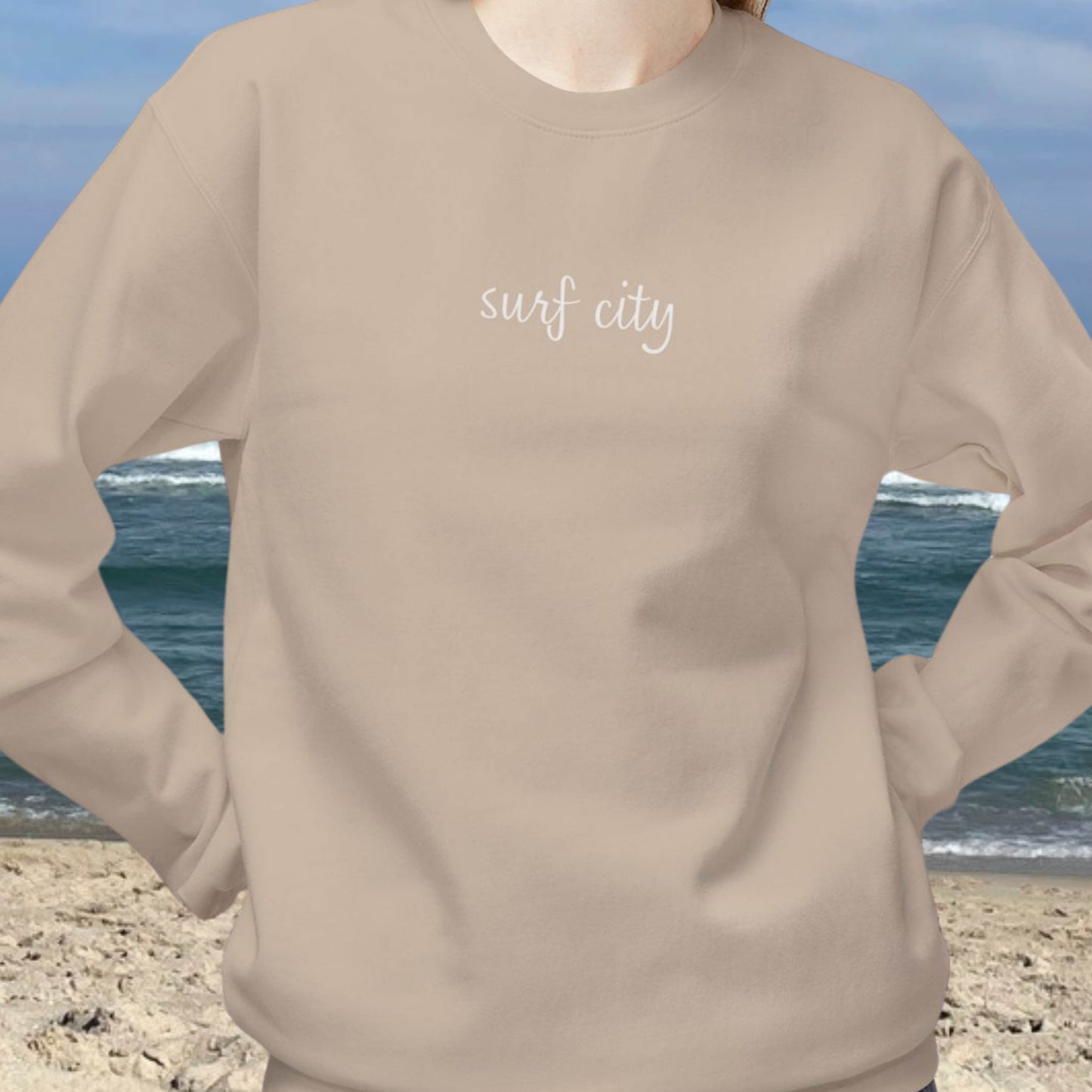 Breezy Days Crewneck Sweatshirt, Surf City