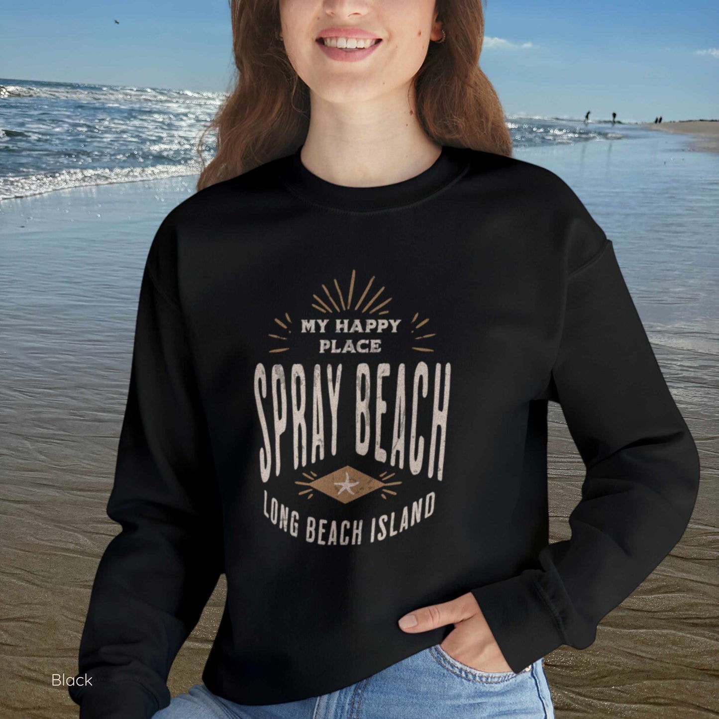 My Happy Place Sweatshirt, Spray Beach