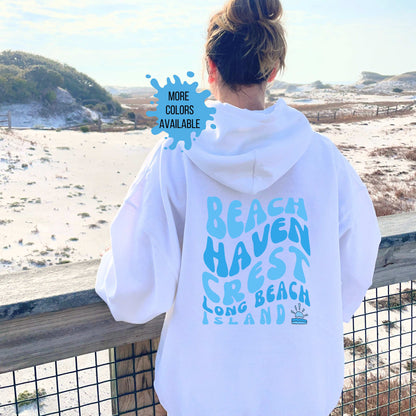 Blue wave Hoodie, Beach Haven Crest