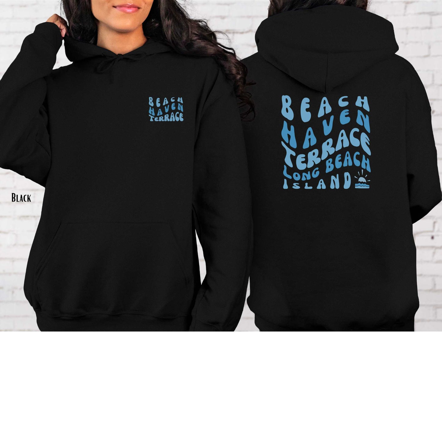 Blue wave Hoodie, Beach Haven Terrace