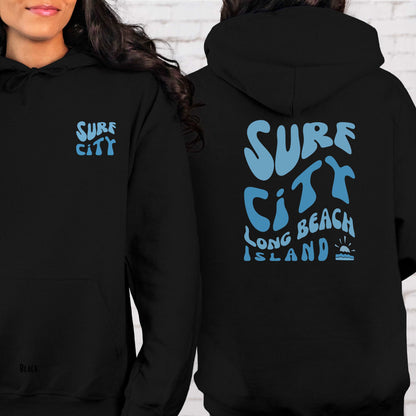 Blue wave Hoodie, Surf City