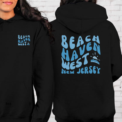 Blue wave Hoodie, Beach Haven West