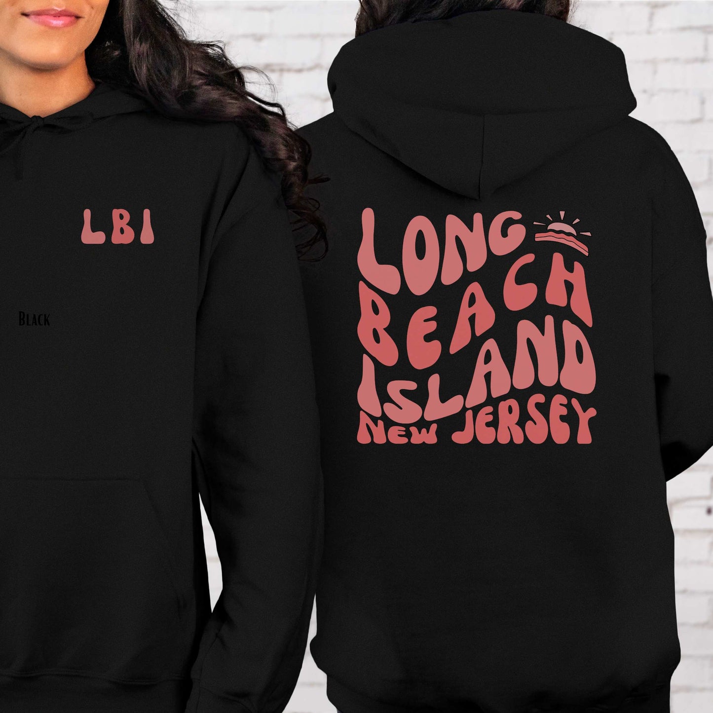 Coral wave Hoodie, Long Beach Island