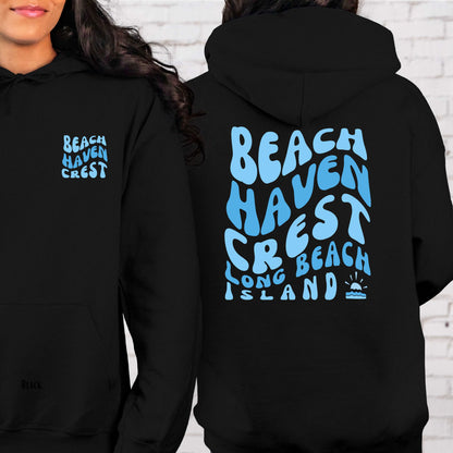 Blue wave Hoodie, Beach Haven Crest