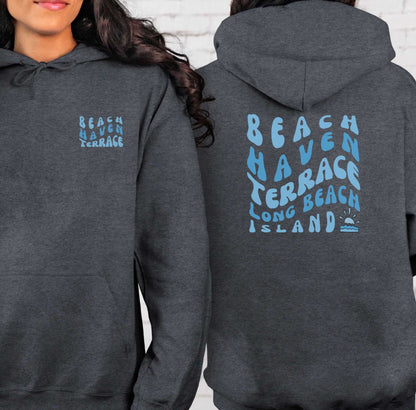 Blue wave Hoodie, Beach Haven Terrace