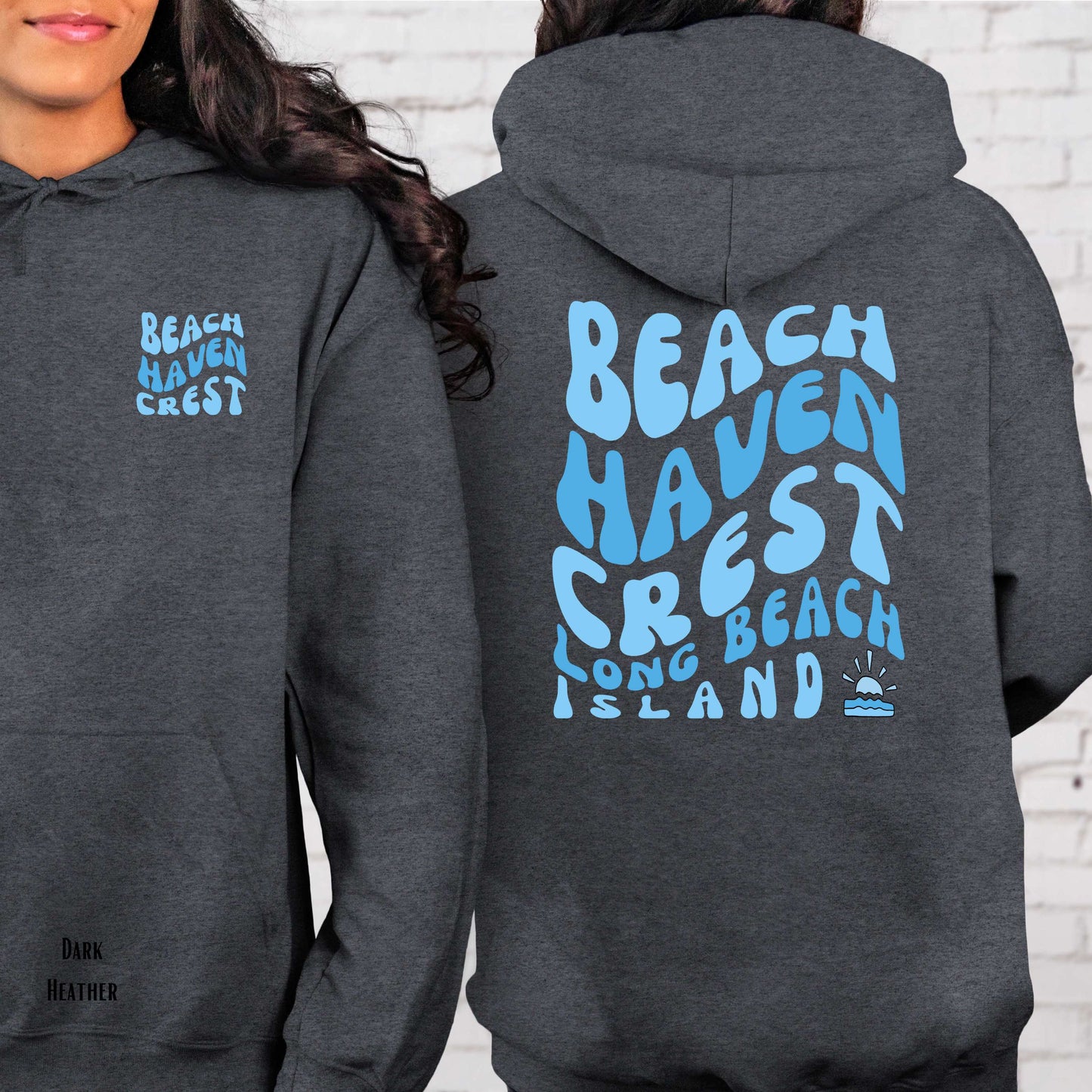 Blue wave Hoodie, Beach Haven Crest