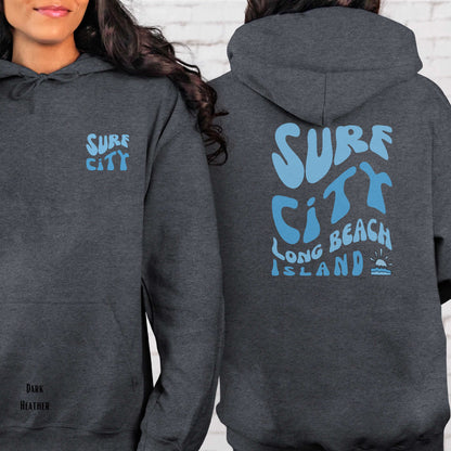 Blue wave Hoodie, Surf City