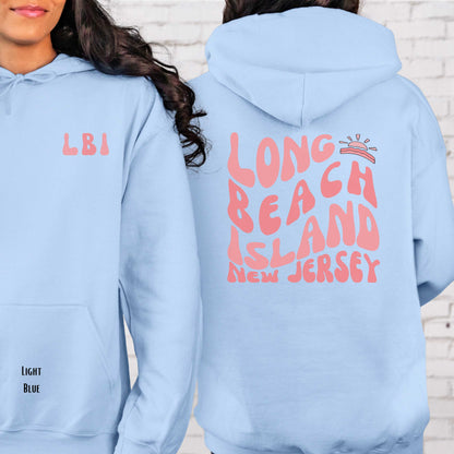 Coral wave Hoodie, Long Beach Island