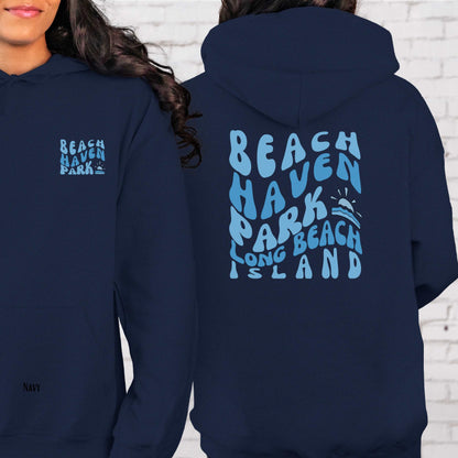 Blue wave Hoodie, Beach Haven Park