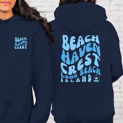 Blue wave Hoodie, Beach Haven Crest