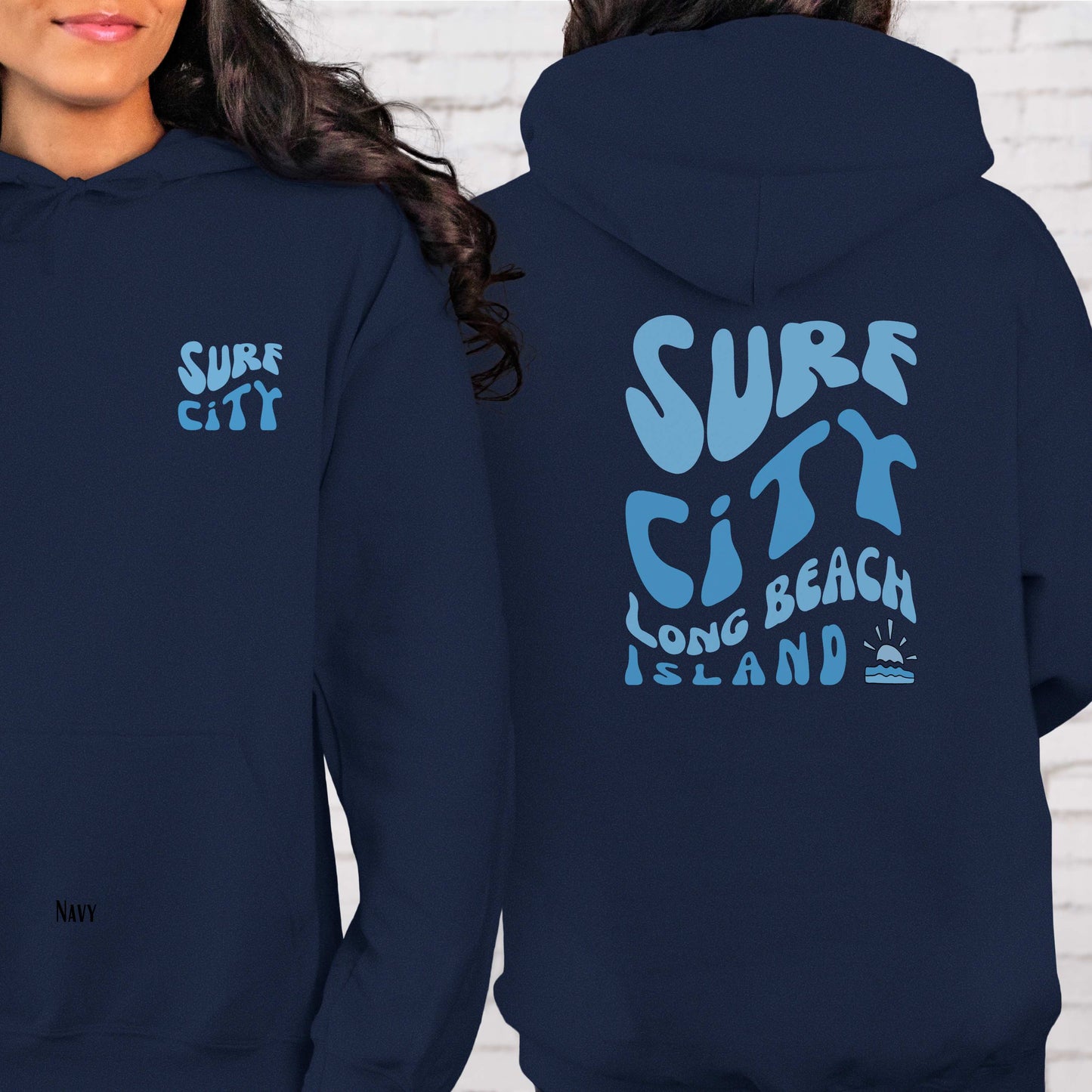 Blue wave Hoodie, Surf City