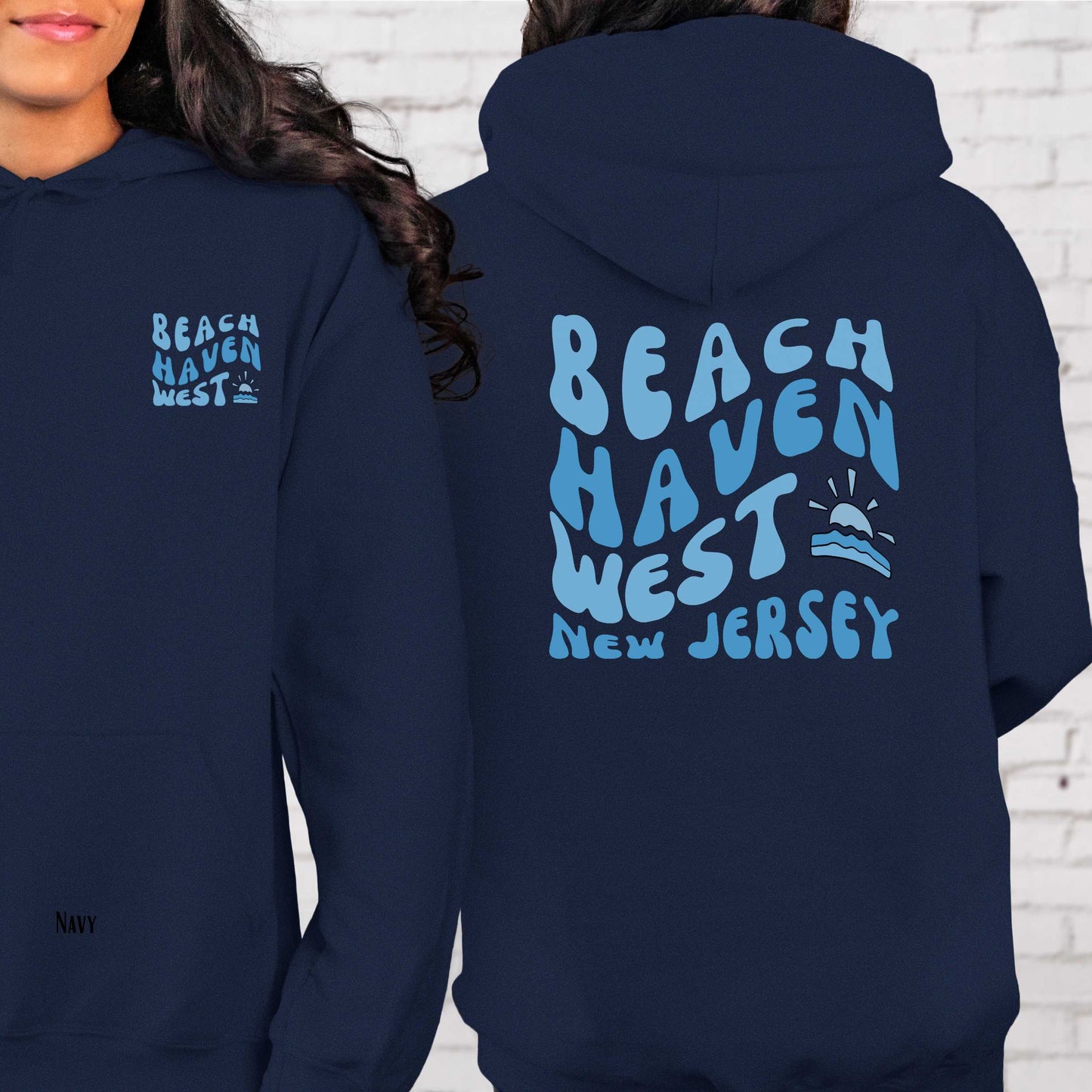 Blue wave Hoodie, Beach Haven West