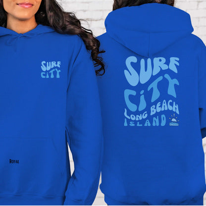 Blue wave Hoodie, Surf City