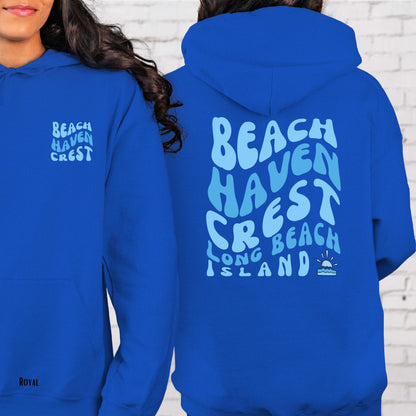 Blue wave Hoodie, Beach Haven Crest