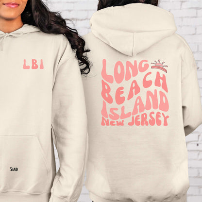 Coral wave Hoodie, Long Beach Island