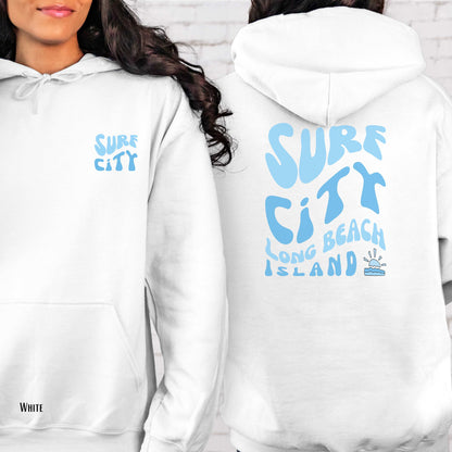 Blue wave Hoodie, Surf City