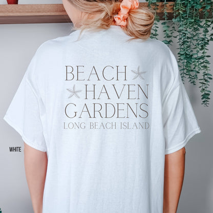 Driftwood, Beach Haven Gardens Comfort Colors shirt