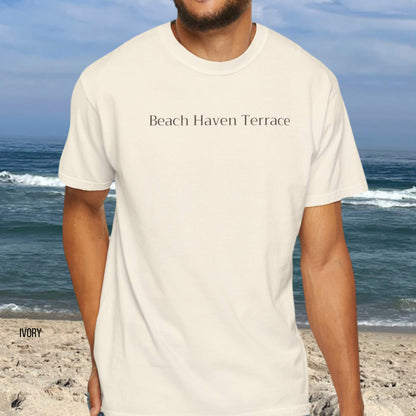 Driftwood, Beach Haven Terrace Comfort Colors shirt